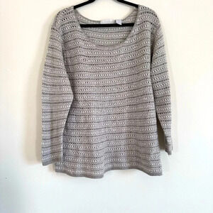 Liz Claiborne open knit wool blend sweater grey/cream size 22/24